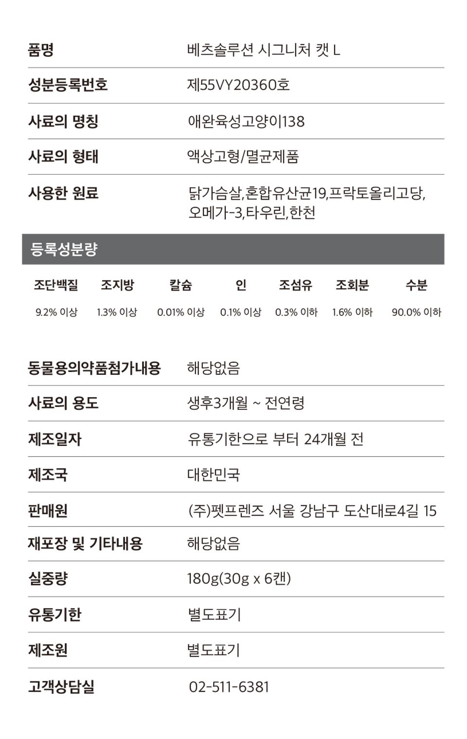 [심쿵펫페어]베츠솔루션 시그니처캔 L 유산균 for cat 30g*6p 4번째