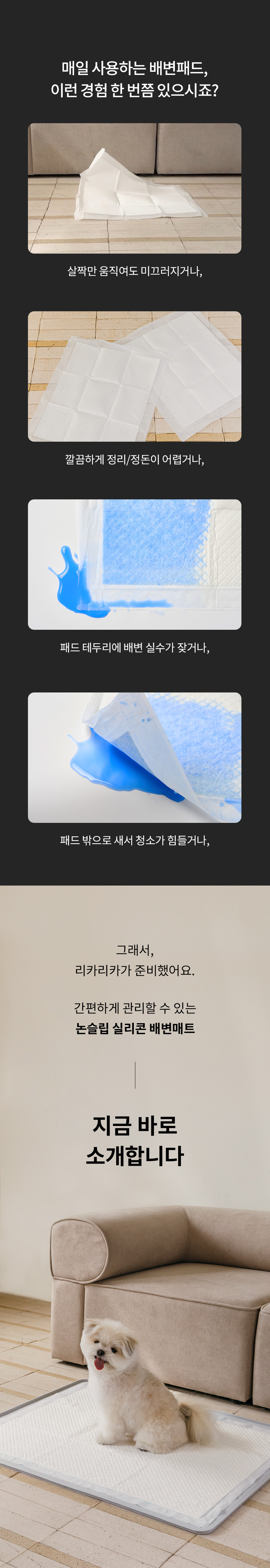 [NEW신상][무료배송] 리카리카 논슬립 실리콘 배변매트 표준형/대형 1번째