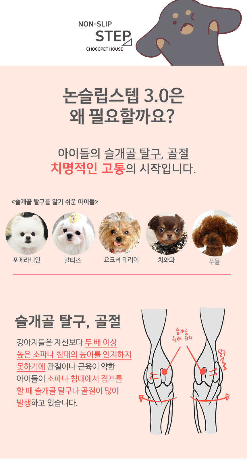 [무료배송] 초코펫하우스 논슬립 스텝 3.0 그레이/아이보리/핑크 15번째