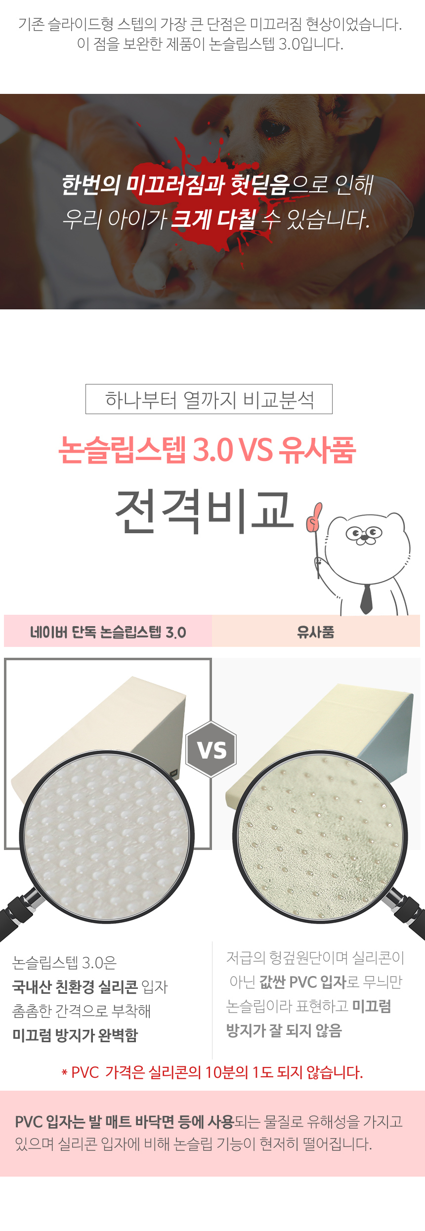 [무료배송] 초코펫하우스 논슬립 스텝 3.0 그레이/아이보리/핑크 14번째