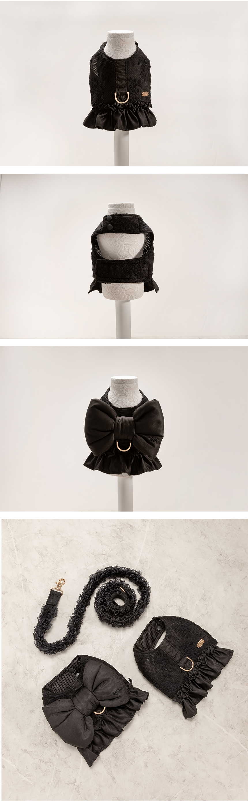 [NEW신상][무료배송] 로즈로아 프릴 리본 하네스 2종 (아이보리/블랙) S-XL 3번째 상세 이미지