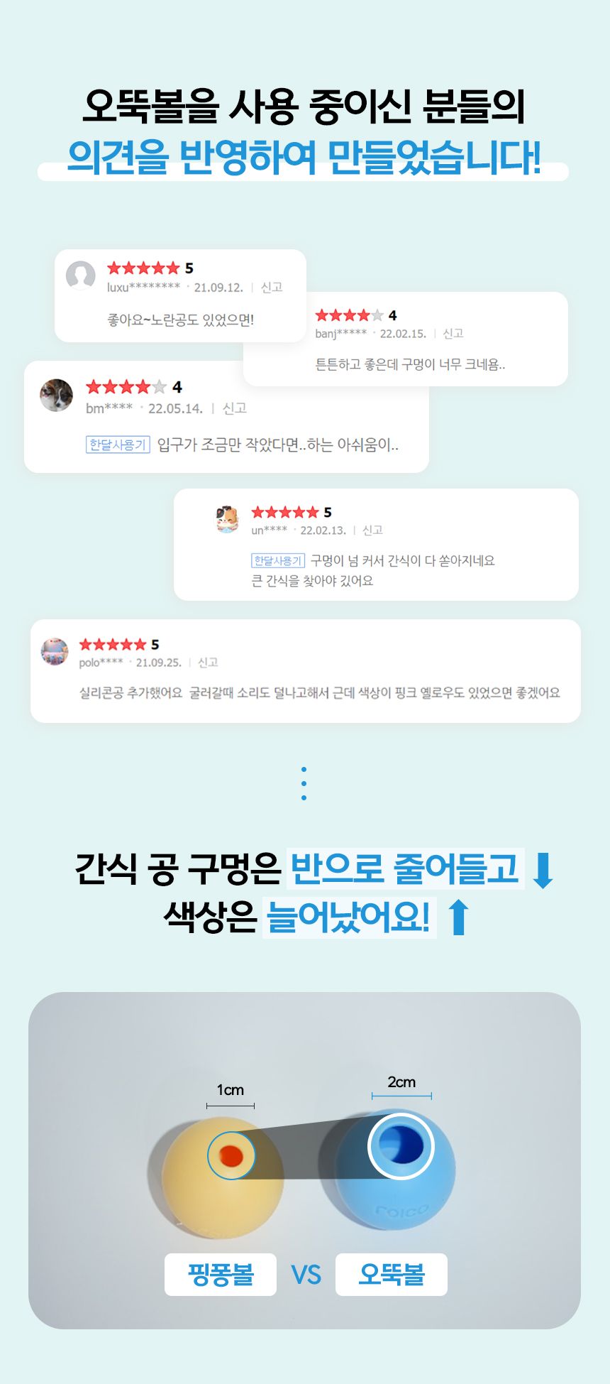 [무료배송] 로이코 핑퐁볼 노즈워크 장난감 노랑/분홍/보라 1번째