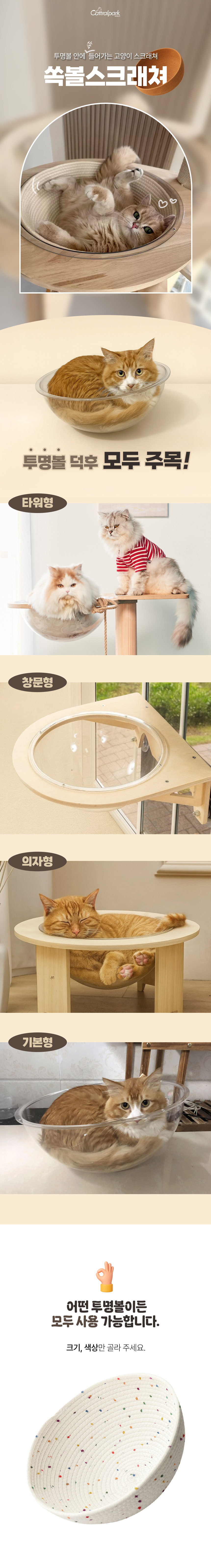 [무료배송] 캣트럴파크 투명볼 쏙볼스크래쳐 6colors 1번째