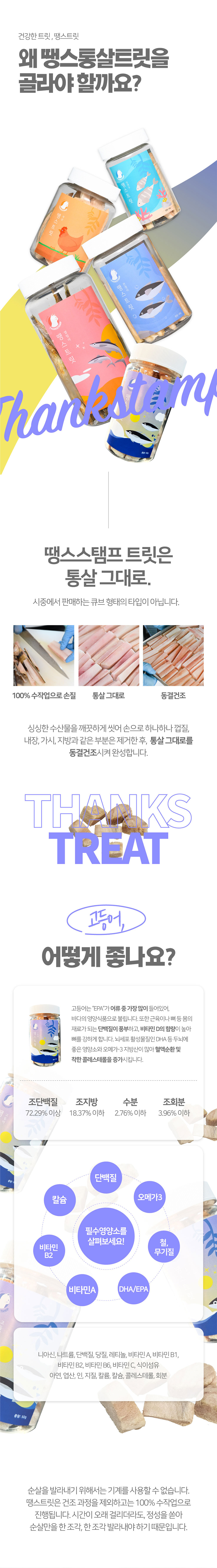 [무료배송] 땡스 통살 고양이 트릿 고등어 50g 2번째