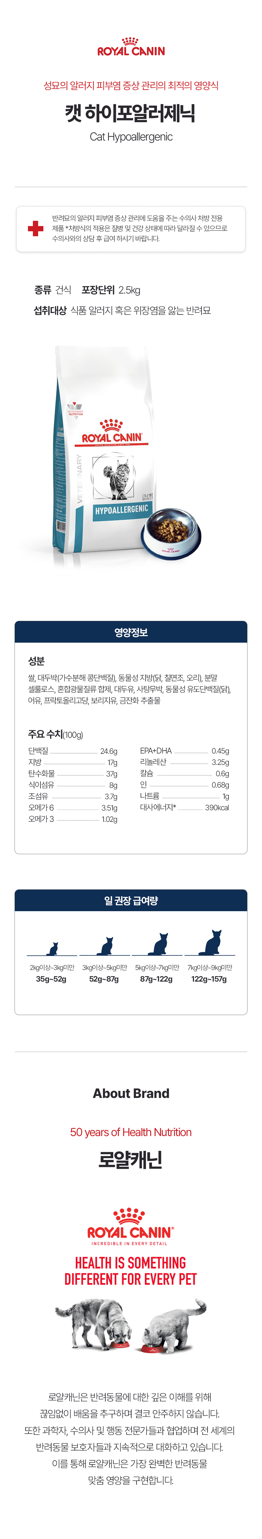 [무료배송] 로얄캐닌 캣 하이포알러제닉 2.5kg  1번째