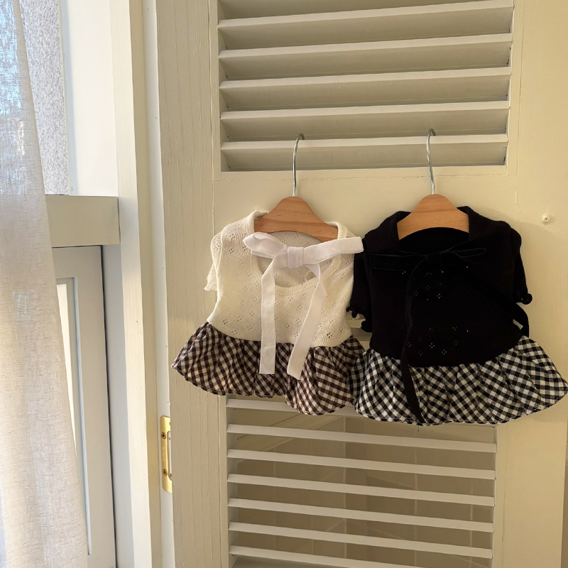 [NEW신상][무료배송] 해피댕댕 체크프릴원피스 2종 (블랙,아이보리) S-XL 4번째