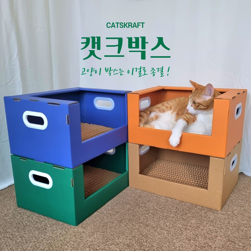 [무료배송] 캣츠크라프트 캣크박스 고양이박스 박스스크래쳐 1번째