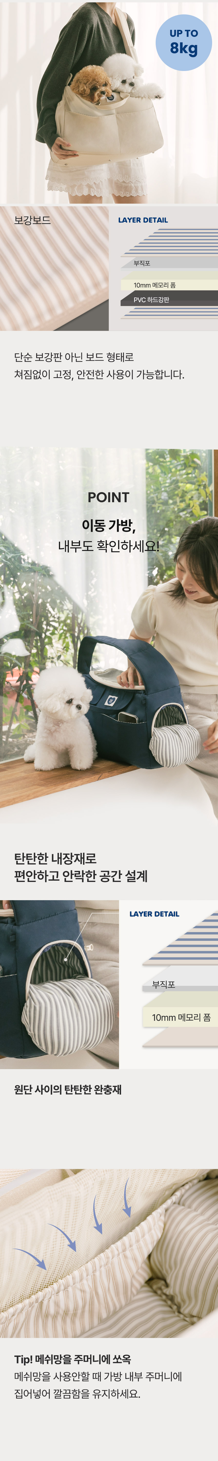 [NEW신상][무료배송] 펫츠랜드 뉴스너그슬링백 아이보리 M-L 7번째