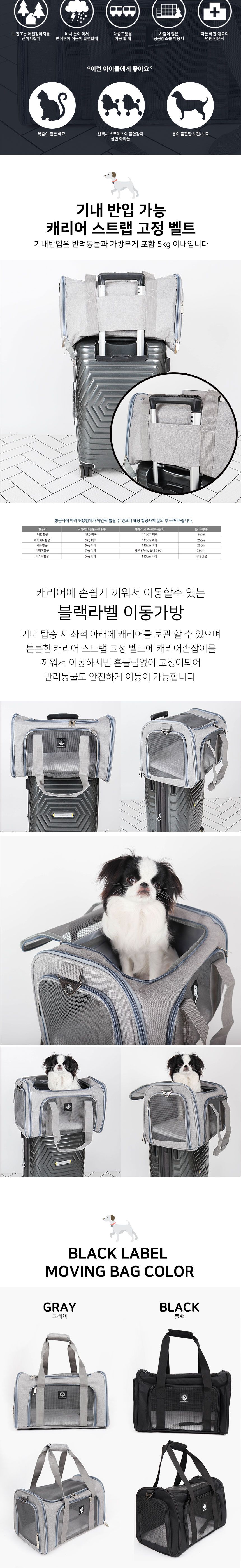 [무료배송] 딩동펫 블랙라벨 이동가방 그레이/블랙 2번째