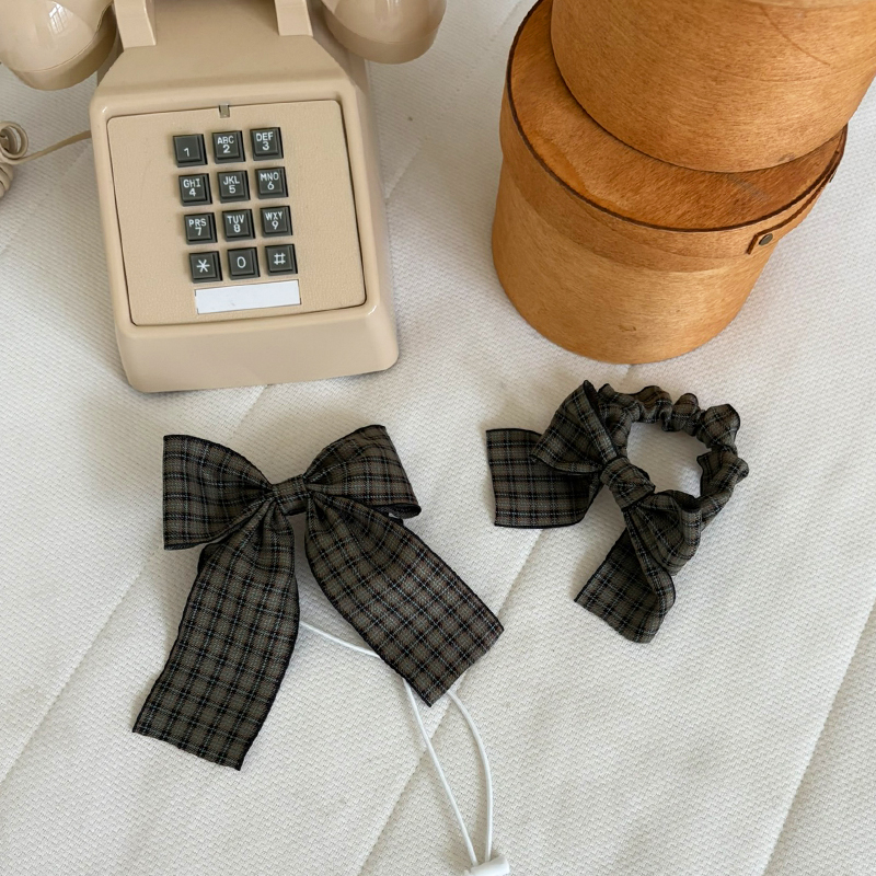 [NEW신상][무료배송] 해피댕댕 체크리본 3종 (챠콜,카키,브라운) 10번째