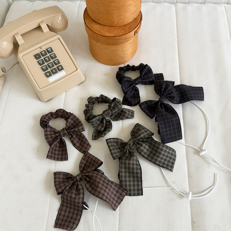 [NEW신상][무료배송] 해피댕댕 체크리본 3종 (챠콜,카키,브라운) 3번째