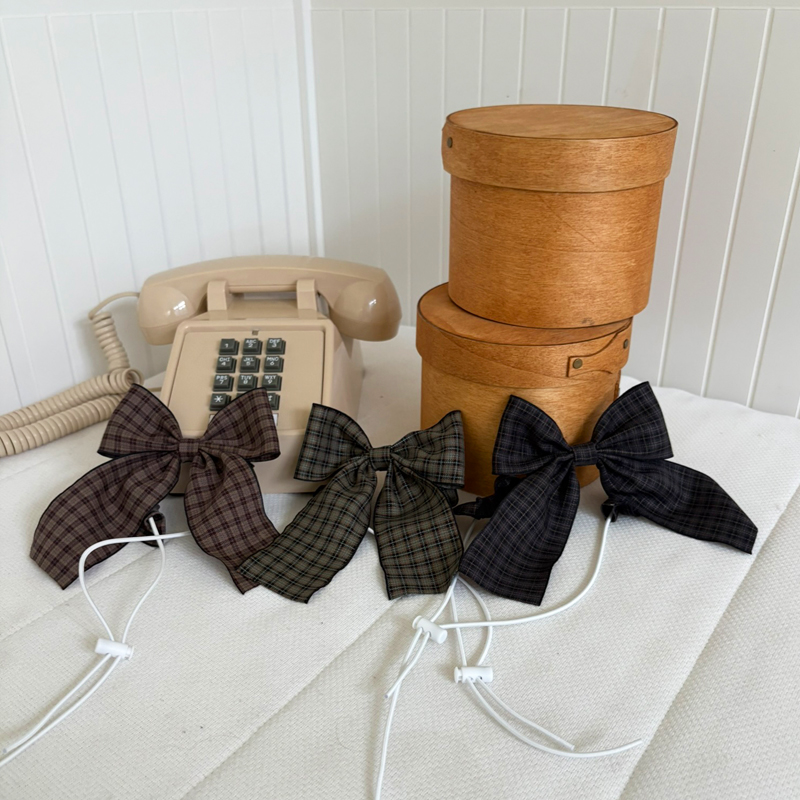 [NEW신상][무료배송] 해피댕댕 체크리본 3종 (챠콜,카키,브라운) 4번째