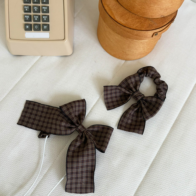 [NEW신상][무료배송] 해피댕댕 체크리본 3종 (챠콜,카키,브라운) 6번째