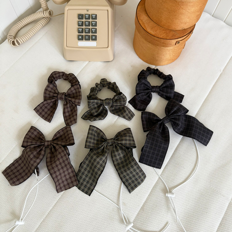 [NEW신상][무료배송] 해피댕댕 체크리본 3종 (챠콜,카키,브라운) 1번째