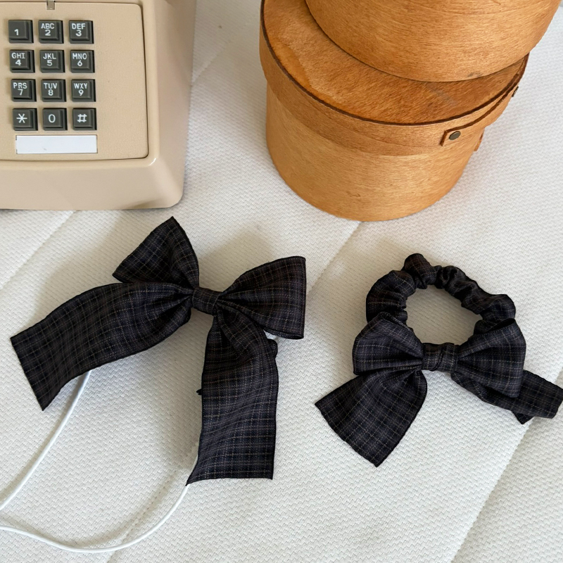 [NEW신상][무료배송] 해피댕댕 체크리본 3종 (챠콜,카키,브라운) 14번째