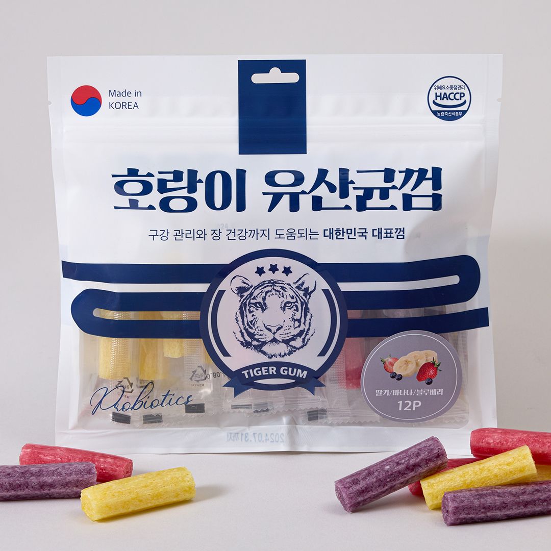 [꽉찬펫프]호랑이 독 유산균껌 딸기&바나나&블루베리 12p 0번