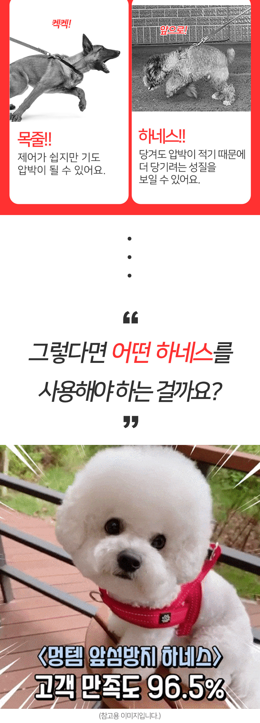 [무료배송] 멍템 앞섬방지 하네스 레드/핑크/오렌지/그린/블루/블랙/베이지 XXS-XL 6번째