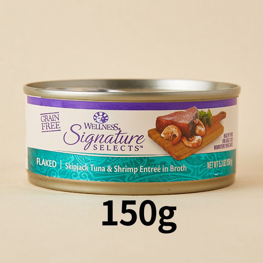 웰니스 캣 코어 시그니쳐 셀렉트 플레이크 참치&새우 대용량 캔 150g 0번