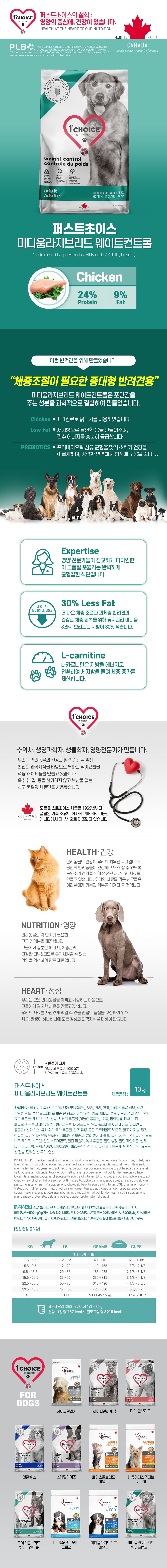 [무료배송] 퍼스트초이스 독 미디움라지브리드 웨이트컨트롤 10kg 1번째