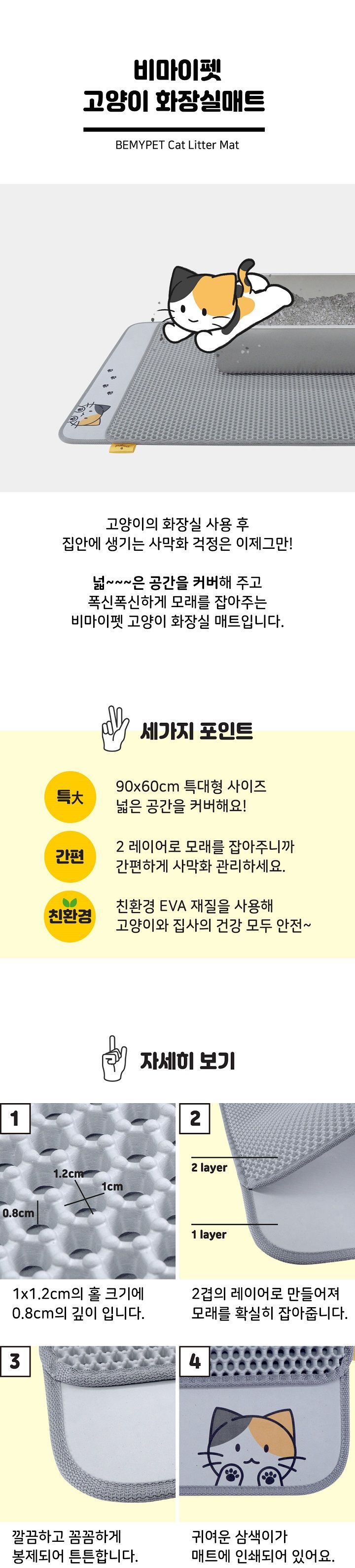 [무료배송] 비마이펫 고양이 화장실 특대형 매트 1번째