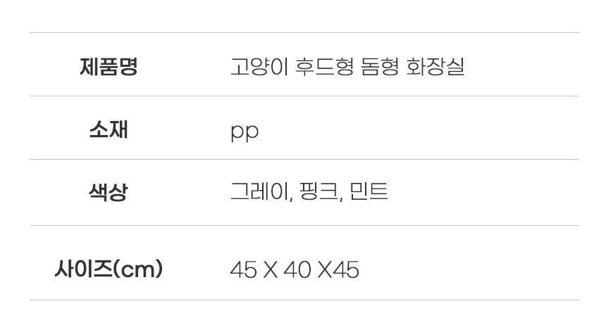 [무료배송] 아서아리 캣 돔형 후드형 대형 화장실 그레이/핑크/민트 25번째
