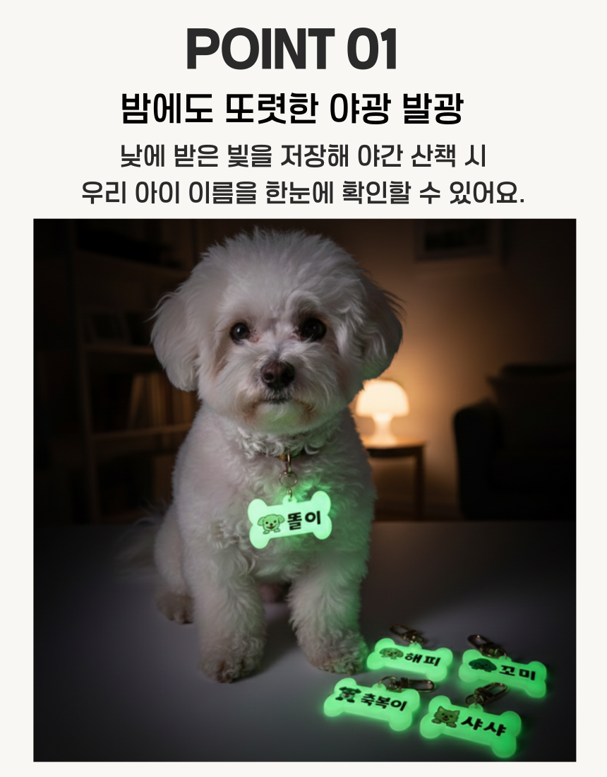 [무료배송] 아름블링 독 커스텀 야광 이름표 3번째
