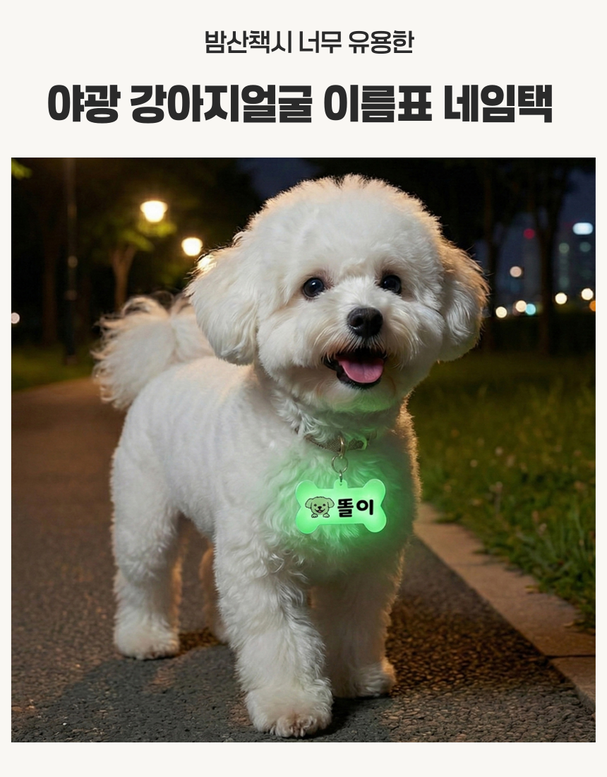 [무료배송] 아름블링 독 커스텀 야광 이름표 2번째