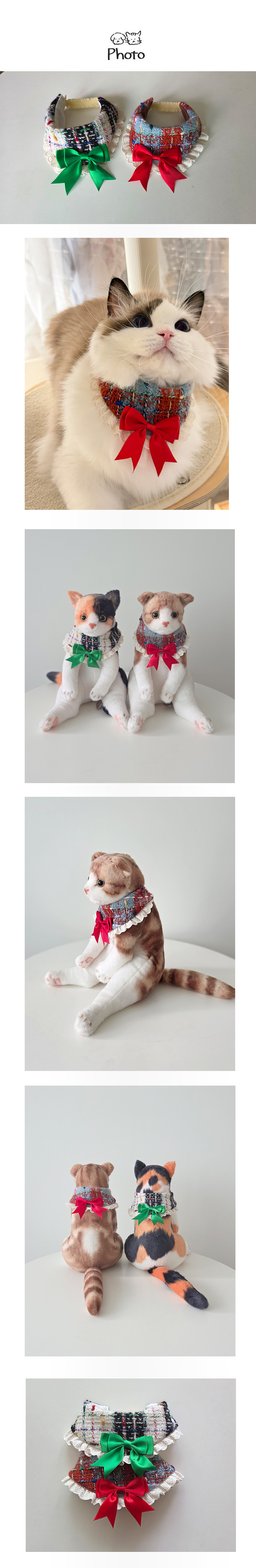 [NEW신상][무료배송] 개달당 크리스마스 냥카프 고무줄 스카프 (레드리본/그린리본) 2번째