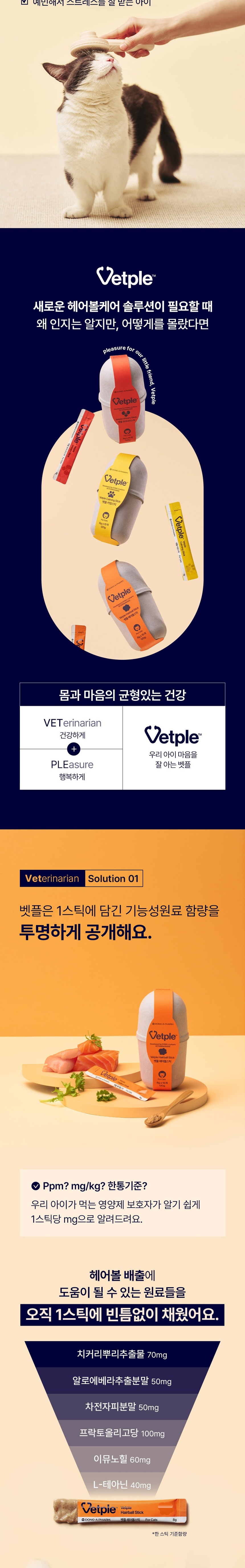 [무료배송] 동아제약 벳플 헤어볼스틱 영양제 15p 3번째