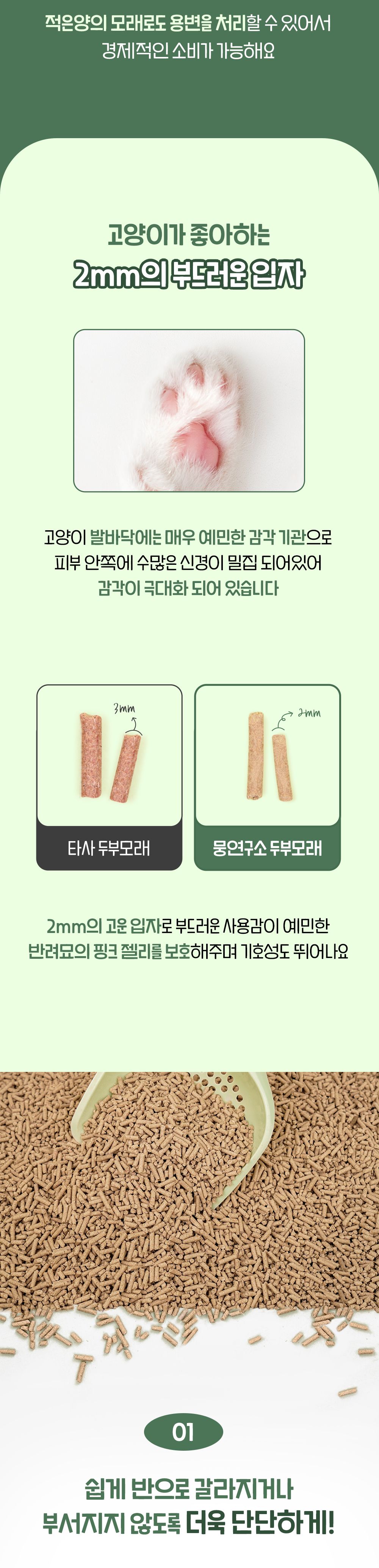 [무료배송] 뭉연구소 사막화방지 두부모래 무향 6L 17번째