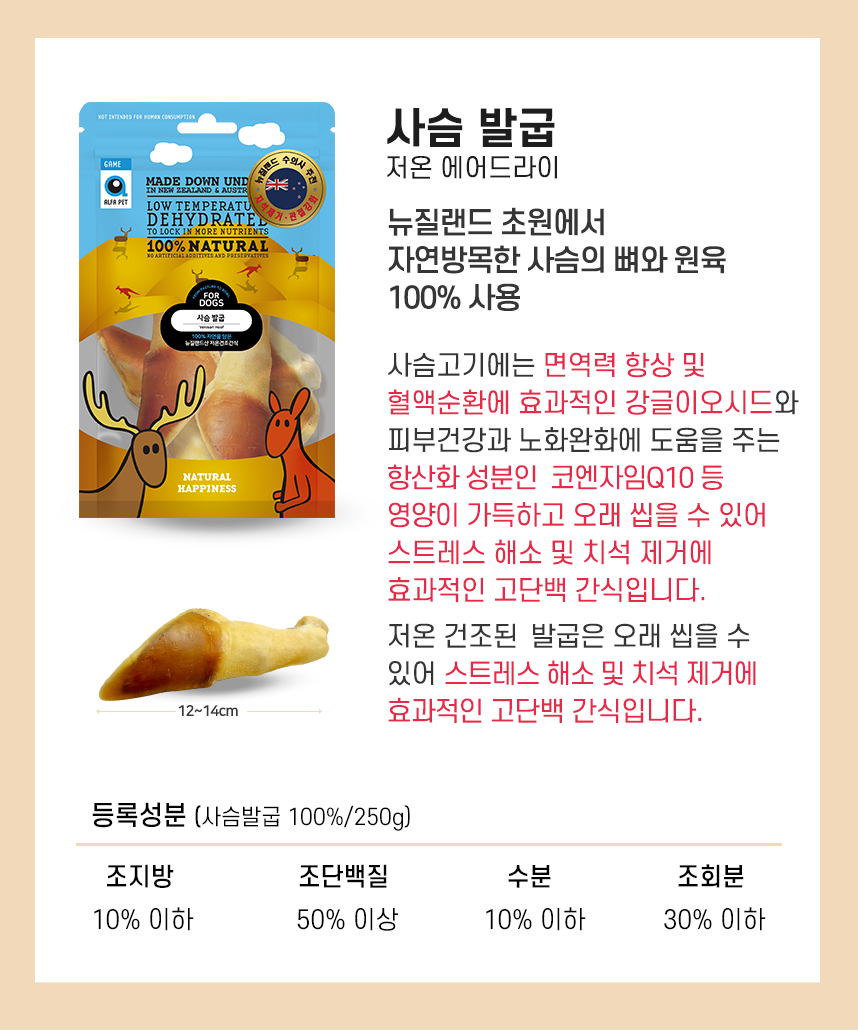 [무료배송] 알파펫 사슴 발굽 250g 2번째