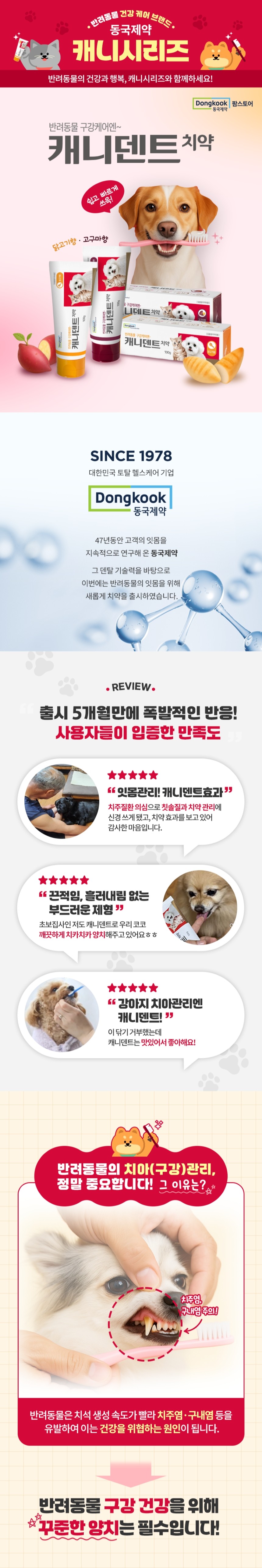 [NEW신상][무료배송] 동국제약 캐니덴트 치약 100g 2종 (닭고기향/고구마향) 1번째