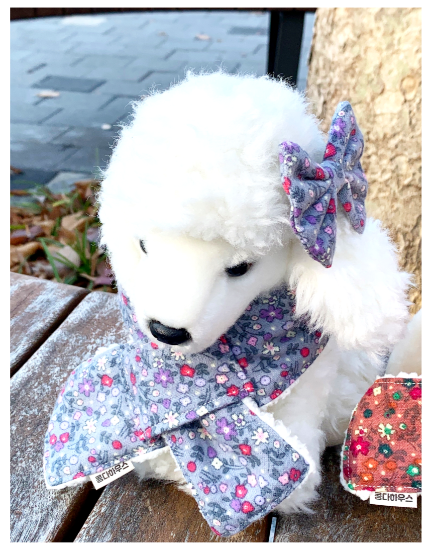 [NEW신상][무료배송] 콩다하우스 빈티지플로랄 퍼기모목도리 다크레드/다크블루 15번째