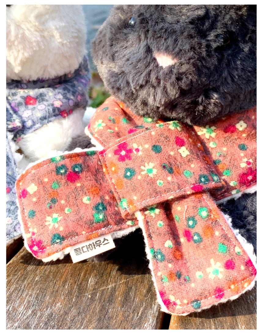 [NEW신상][무료배송] 콩다하우스 빈티지플로랄 퍼기모목도리 다크레드/다크블루 9번째