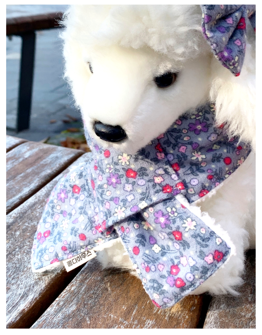 [NEW신상][무료배송] 콩다하우스 빈티지플로랄 퍼기모목도리 다크레드/다크블루 16번째