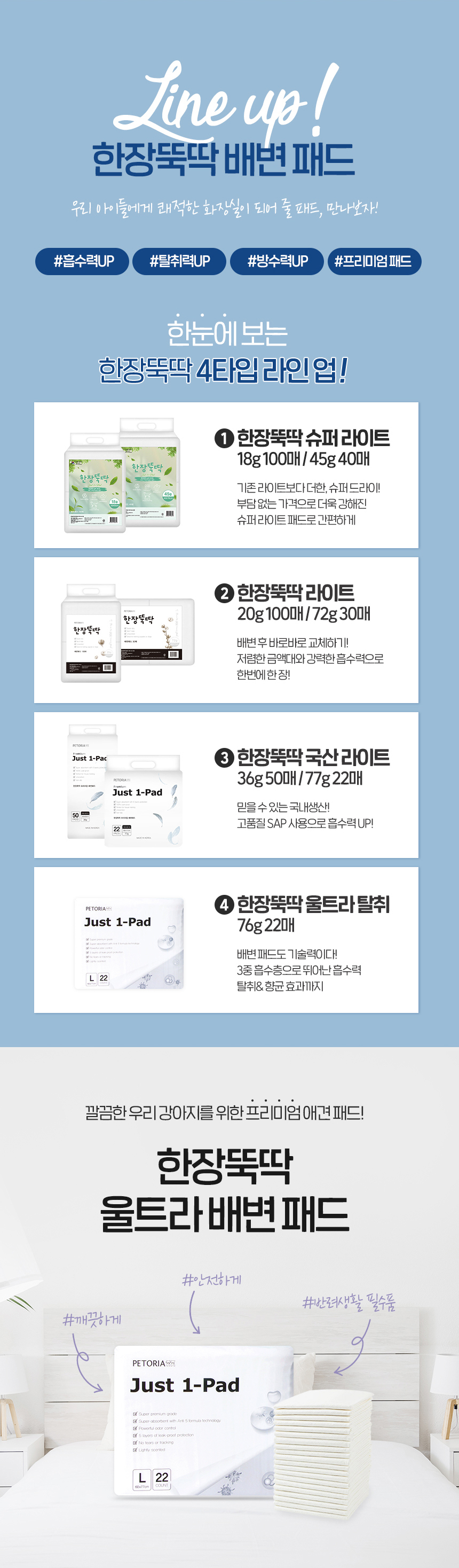 [NEW신상][무료배송] 펫토리아 한장뚝딱 강아지 울트라 소변 탈취 패드 초대형 (60cm x 77cm) 2번째