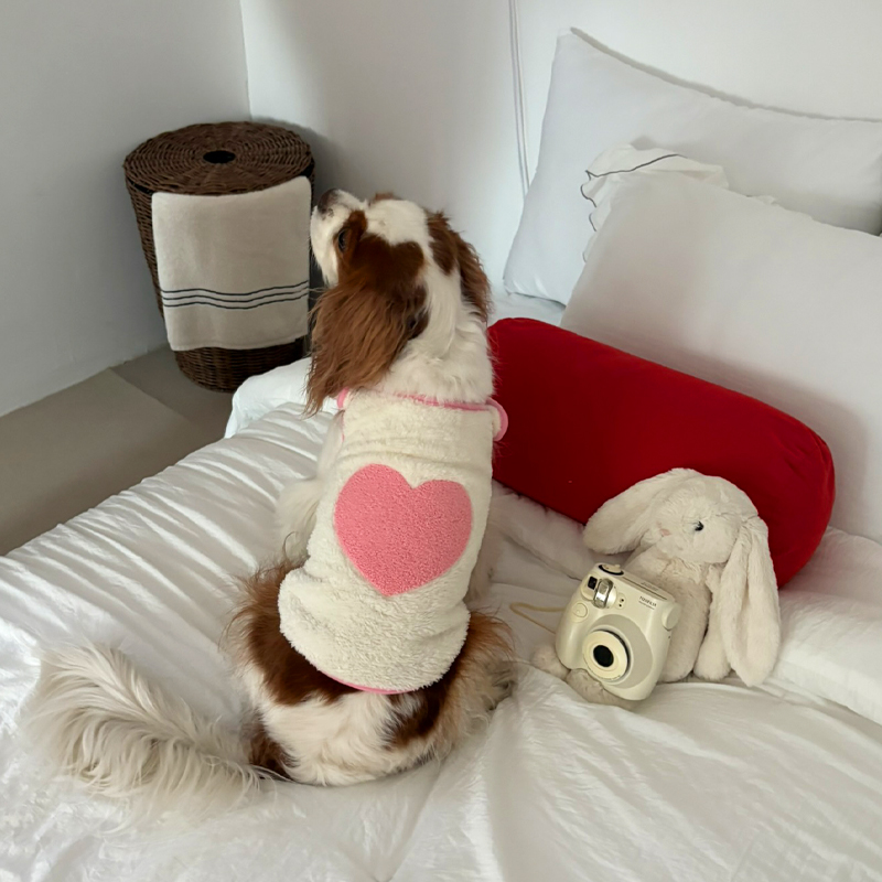 [NEW신상][무료배송] 해피댕댕 하트수면조끼 3종 (블랙,아이보리,핑크) S-XL 6번째