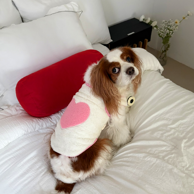 [NEW신상][무료배송] 해피댕댕 하트수면조끼 3종 (블랙,아이보리,핑크) S-XL 8번째