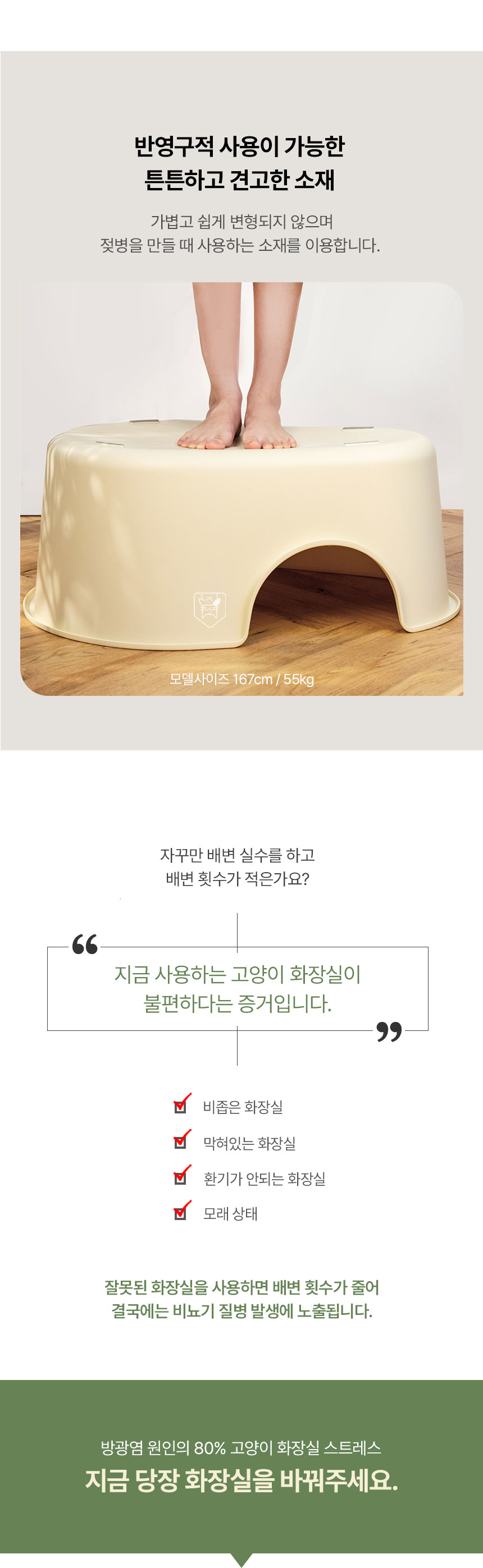 [무료배송] 멍냥이랑 아보카도 고양이 화장실 아보카도그린/크림/모래매트 2번째