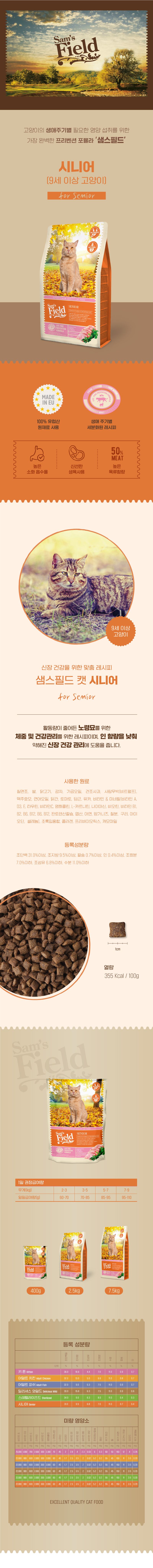 [창고대방출] 샘스필드 캣 시니어 400g 1번째