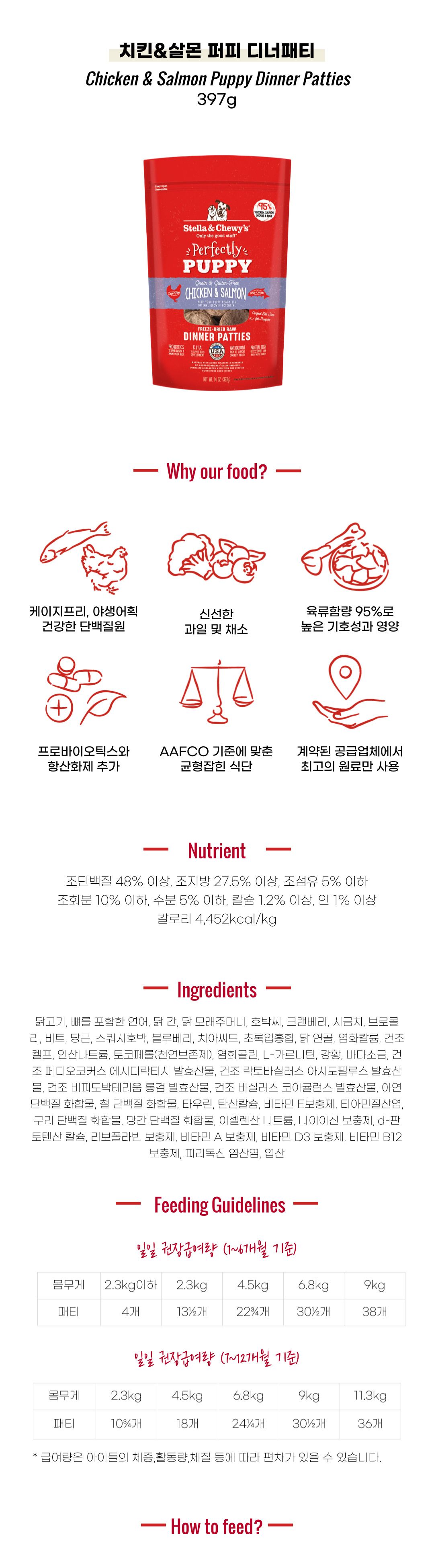 스텔라앤츄이스 독 치킨&살몬 퍼피 디너패티 397g 1번째