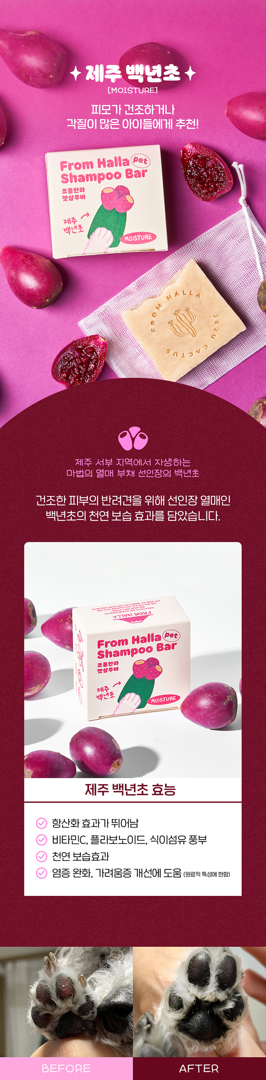 [무료배송] 프롬한라 펫샴푸바 조릿대/백년초/제주감귤 9번째
