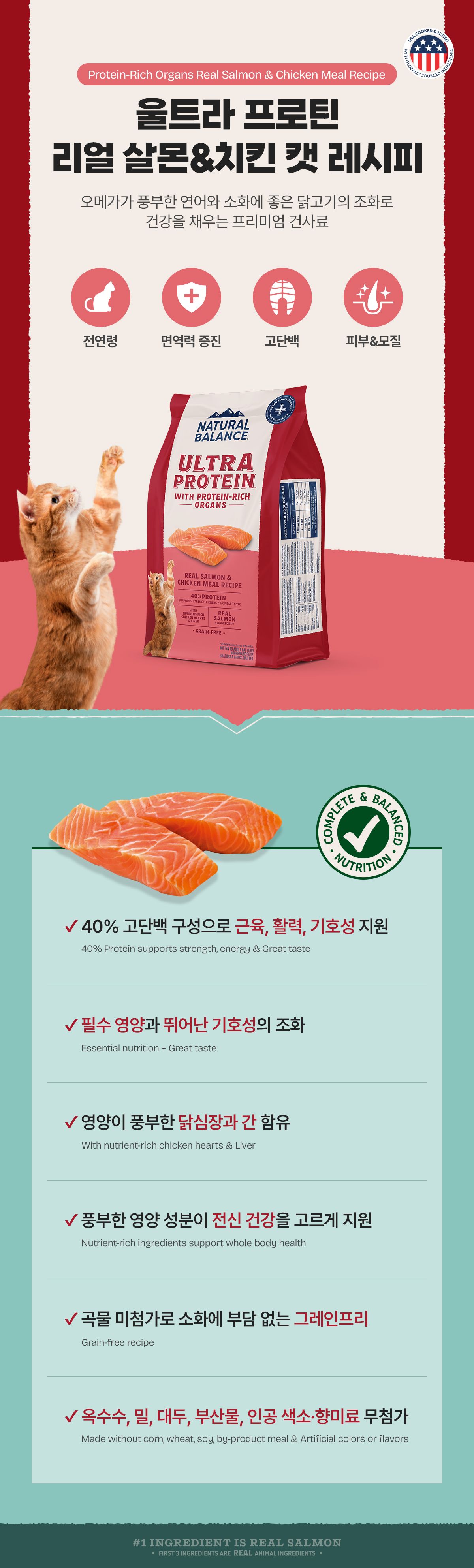 [NEW신상]내추럴발란스 캣 울트라 프로틴 리얼 살몬&치킨 레시피 1.36kg 11번째