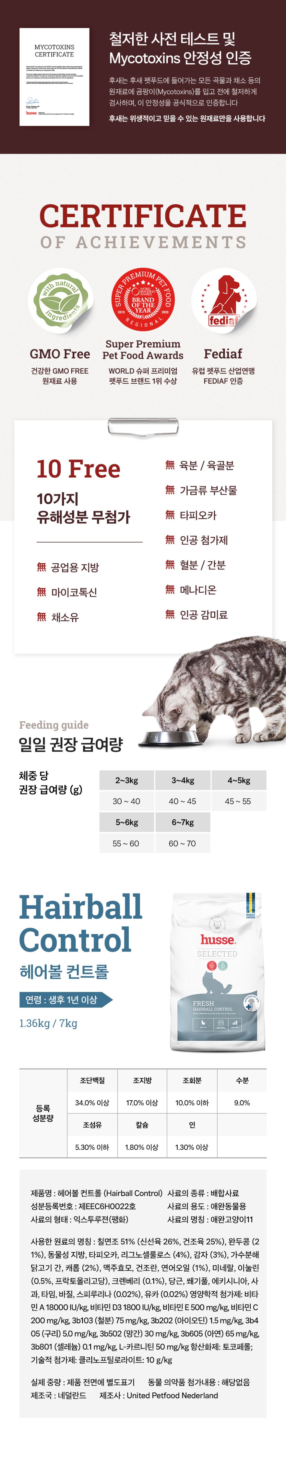 [NEW신상]후새 캣 헤어볼 컨트롤 1.36kg 6번째