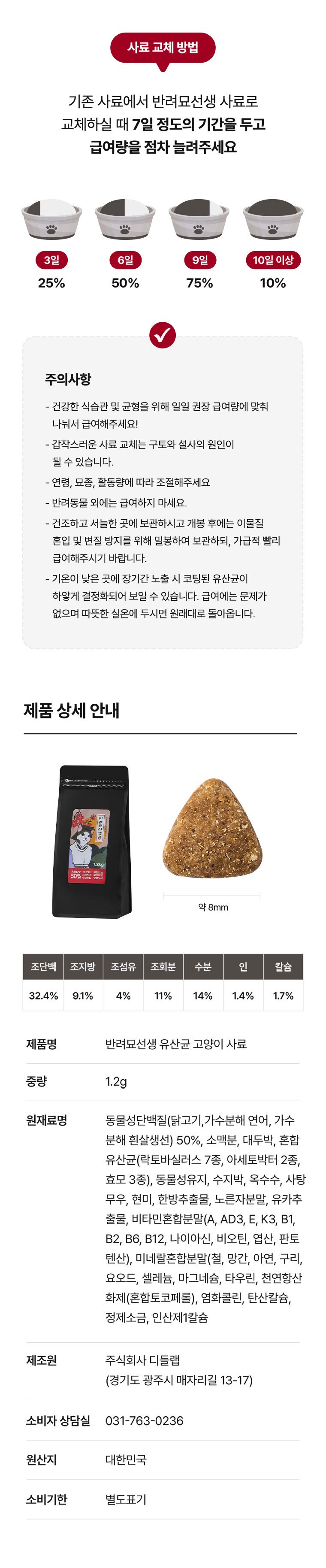 [NEW신상][무료배송] 반려묘선생 캣 유산균 사료 1.2kg 면역력 장건강 8번째