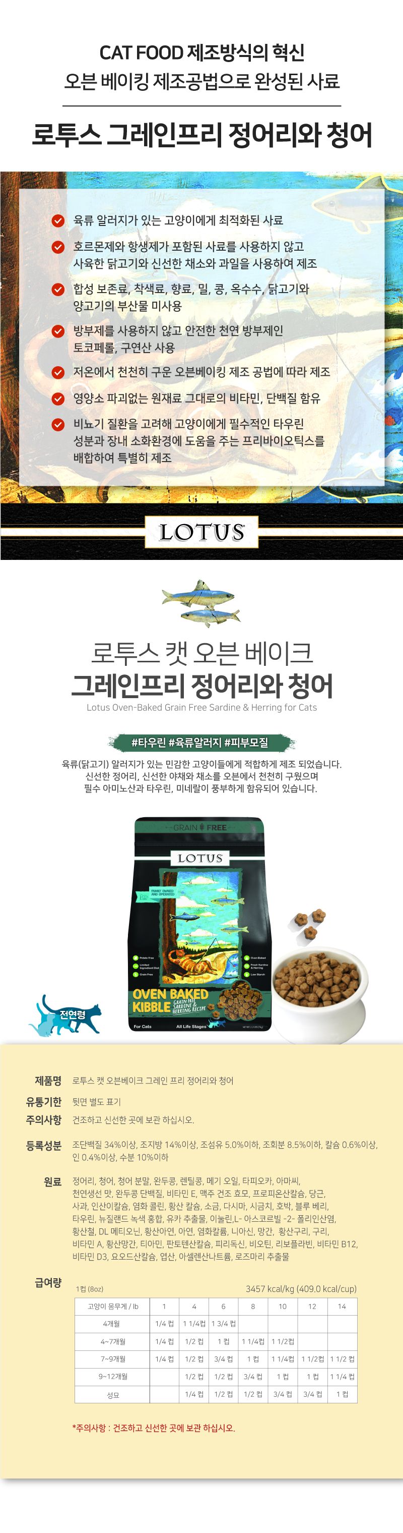 로투스 캣 오븐베이크 그레인프리 정어리&청어 1kg 2번째