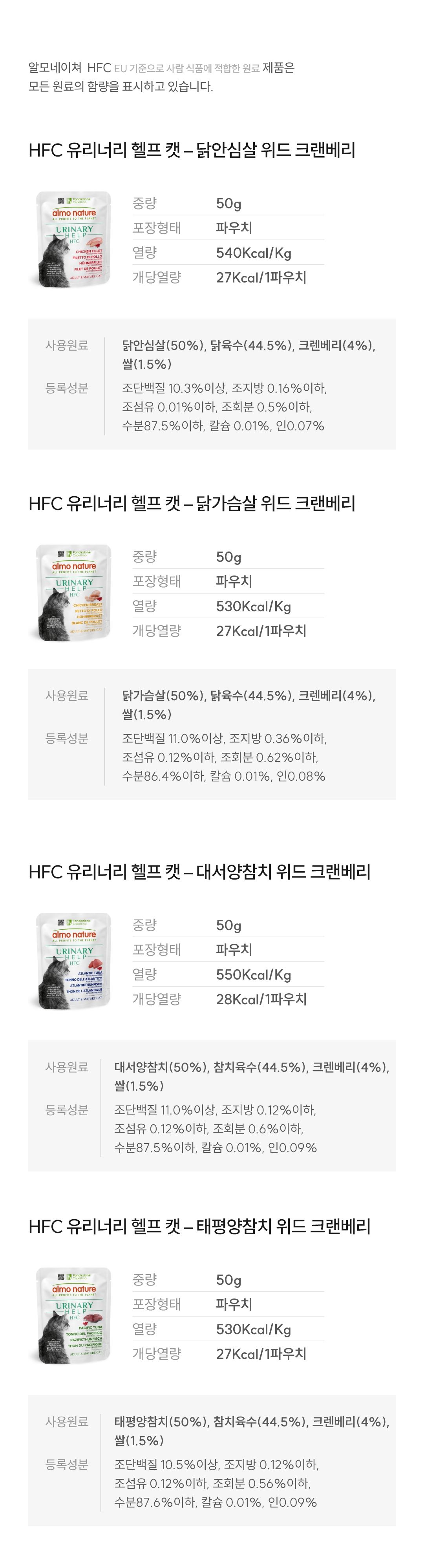 [NEW신상]알모네이쳐 캣 HFC 유리너리 헬프 닭안심살 위드 크랜베리 50g 5번째