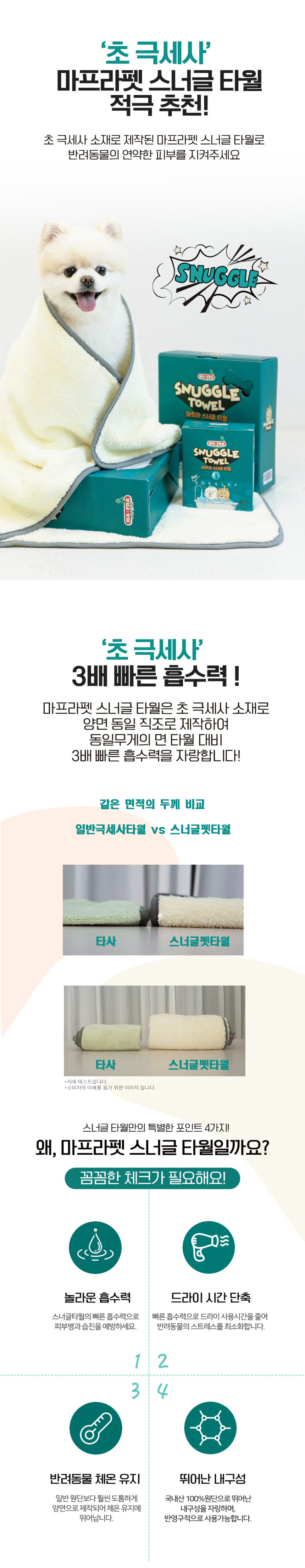 [무료배송] 펫타올 초극세사  목욕 수건 이태리 마프라펫 3번째