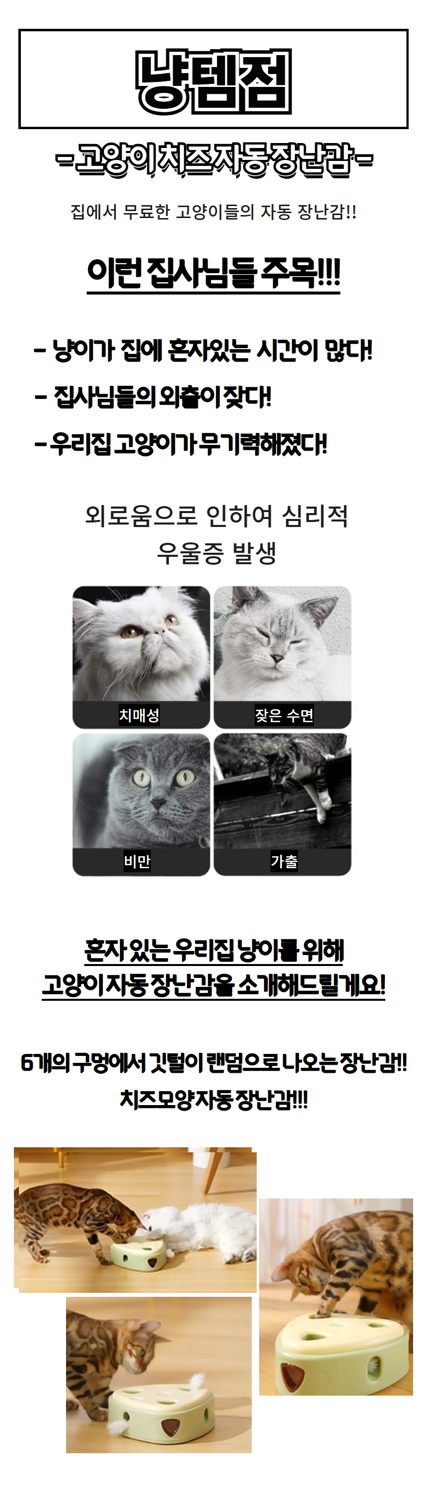 [NEW신상][무료배송] 냥템점 움직이는 깃털 치즈 장난감 옐로우/그린 2번째