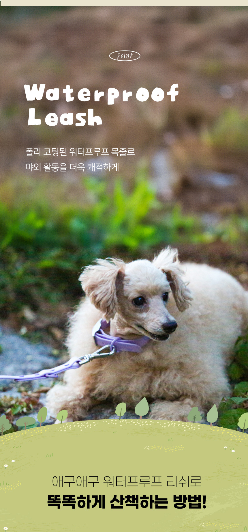 [무료배송] 애구애구 독 워터프루프 아쿠아 목줄 리드줄 Set 6번째